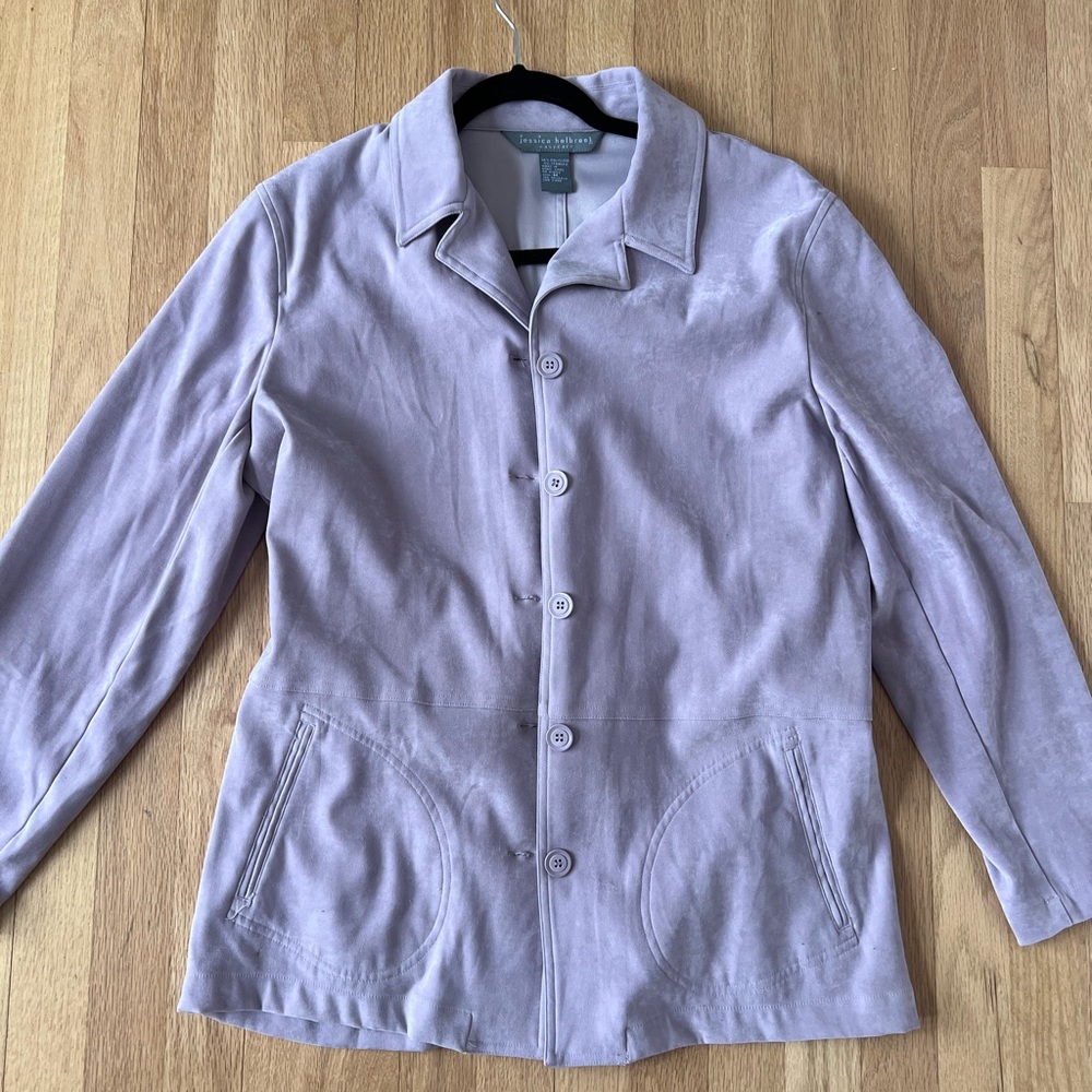 Stylish Lavender Shirt Jacket Faux Suede